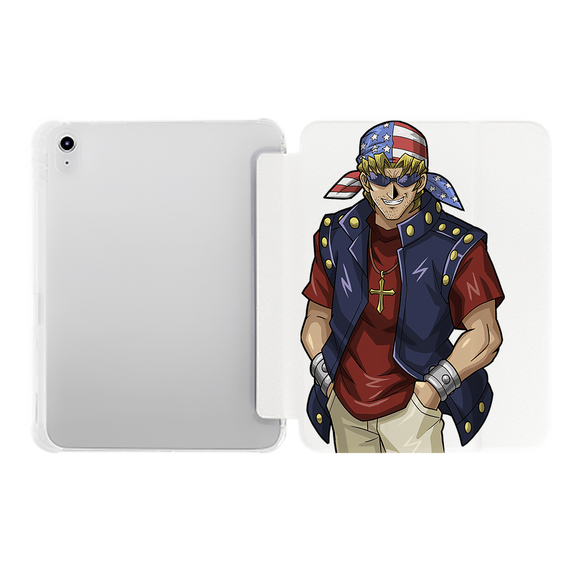（画像用） 遊☆戯☆王 Yu-Gi-Oh! IPad ケース ペン収納付き 三つ折りスタンド PUレザー×シリコン 対応機種9.5/10.5/10.9インチ
